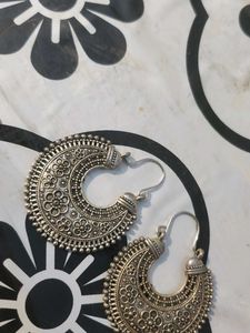 Boho Silver Hoop Earrings