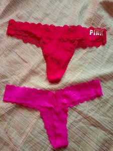 2 Victoria&#39;s Secret PINK Lace Thong Set