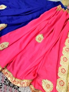 New Party Wear Saree With Blouse Pic