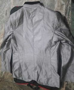 Gray Mandarin Collar Blazer