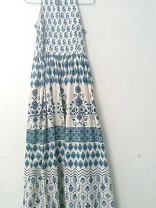 ✨Anouk Off White&amp;Navy Blue A-Line Midi Dress ₹549