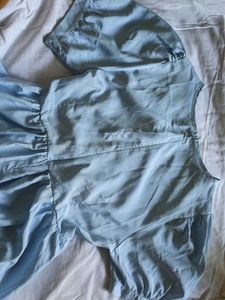 Cute Blue Tie-Waist Top