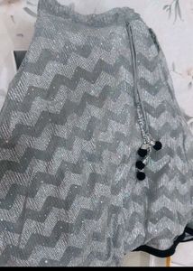 Girl&#39;s Navy Blue And Grey Lehenga Set For 5-6 Year