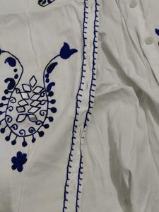 white shirt with dori work and applique wor