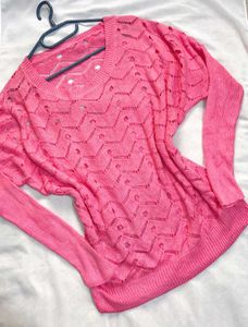 B2,G2 🎁Chic Pink Open-Knit Pullover B