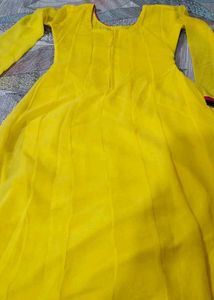 Yellow Stitch Anarkali Kurta Set