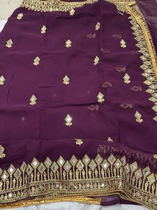 Embroidered Purple Saree