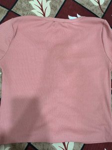 Pink Harpa Ribbed Button-Down Top