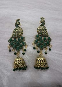 Peacock Jhumka Earrings