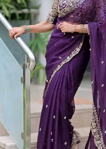 New Organza saree with designer blouse piece