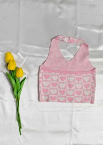Pink Heart Checkered Sweater Vest