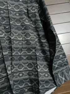 Men&#39;s Black Cotton Patterned Casual Shirt