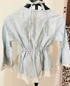 Blue Peplum Style Top