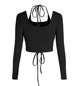 Black Lace-Up Halter Crop Top
