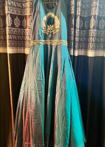Elegant Teal &amp; Gold Indian Gown