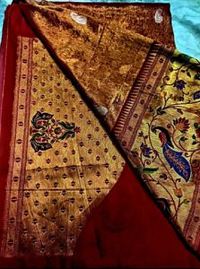 Bridal Red Color Tissue Silk Saree.