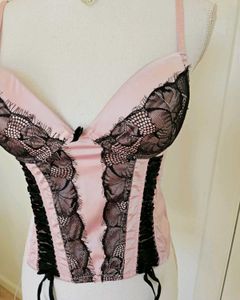Pink &amp; Black Corset Top