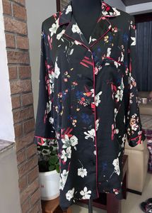 Zara Floral satin long kurta top