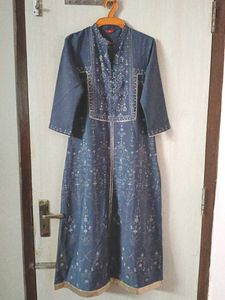 Elegant Blue-Grey Printed Kurta