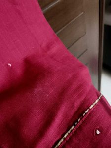 Maroon Cotton Embroidered Kurta