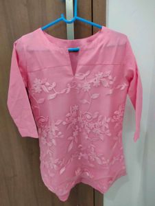 Pink Floral Embroidered Top