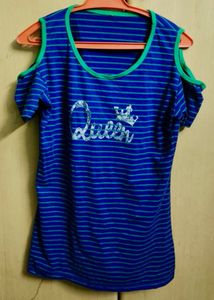 Blue Striped Queen Tee