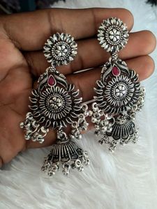 Oxidized Jhumka Earrings