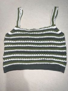 Striped Knit Crop Tank Top