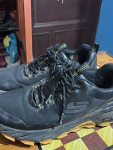 UK-10 Black and Yellow Skechers Trekking Shoes