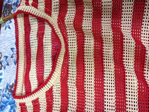 Red And Creme Colour Netted Top