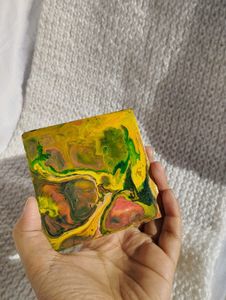 Hand-painted  Abstract wooden coaster