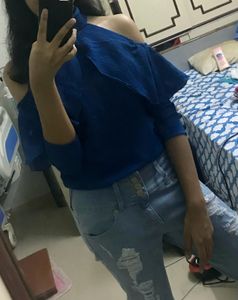 Sink Blue Cold Shoulders top