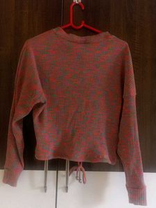 Ribbed Knit Cropped Pullover