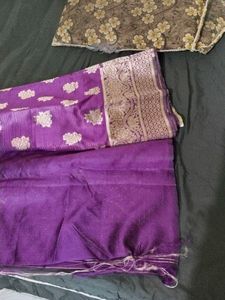 Purple &amp; Gold Brocade Fabric