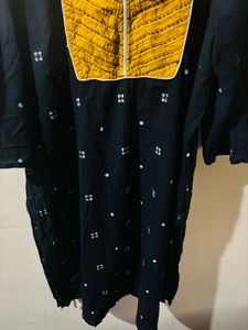 ₹190 Plus size black and yellow printed Kurta 5XL