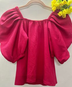 Chic Power Shoulder Pink Top