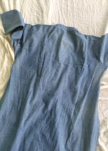 Denim Embroidered Button-Down Dress