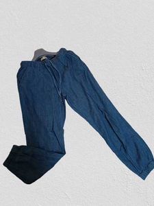 Blue Denim Casual Pants