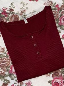 Burgundy Ribbed Top