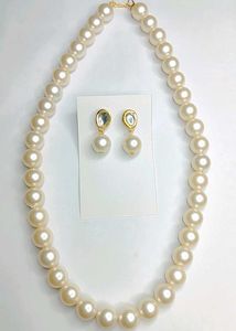 Pearl Necklace Set With Kundan Earrings