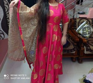 Pink Kurta &amp; Worked Dupatta