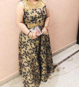 Elegant Floral Print Ethnic Gown