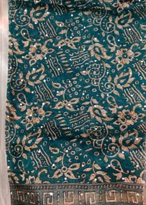 Bottle Green Saree With Blouse🍀