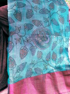 Teal Floral Saree