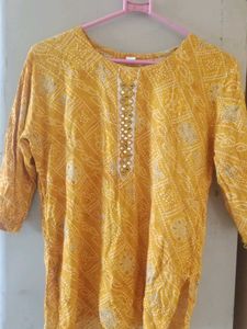 Yellow Printed Kurta