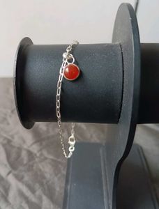 Pure Silver With Carnelian Bracelet