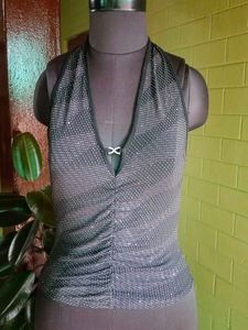 Sparkly Silver Halter Top
