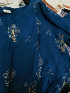 Blue &amp; Gold Print Fabric