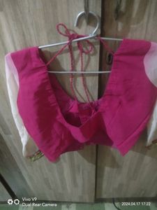 Pink And Creem Color Saree