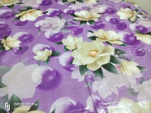 Long Lavender Table Cloth With Eligent Flowers